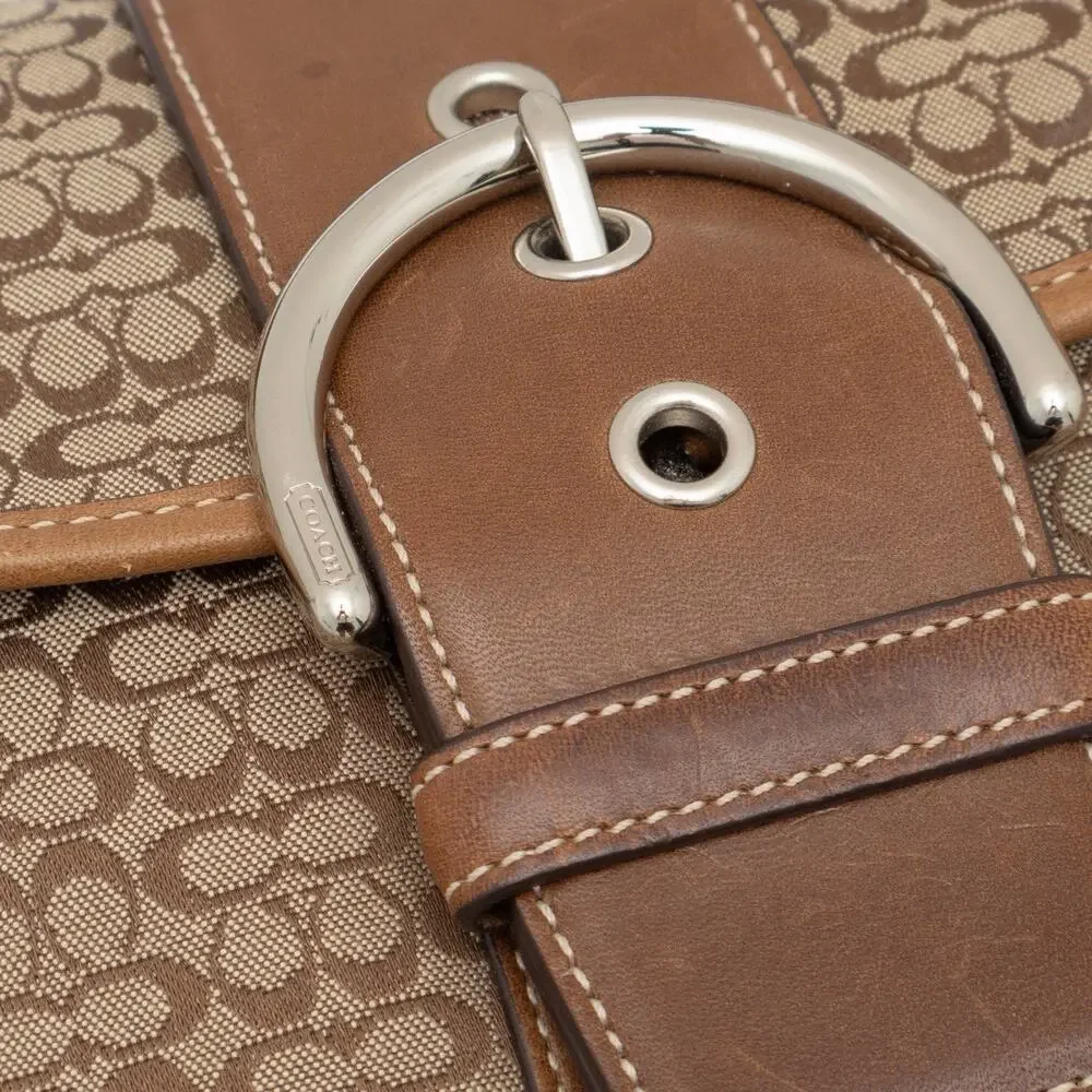 COACH 6808 Y2K Soho Brown Signature Leather Canvas Buckle Hobo Shoulder Bag RARE